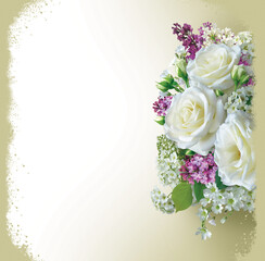 Greeting card with white roses