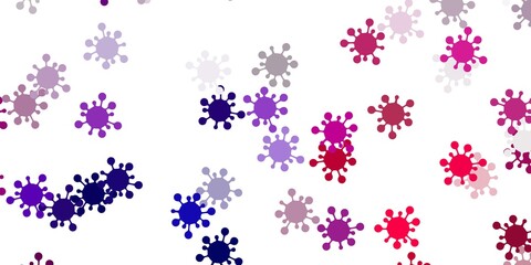 Light purple, pink vector pattern with coronavirus elements.