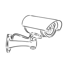 Outdoor surveillance camera. security camera vector sketch illustration