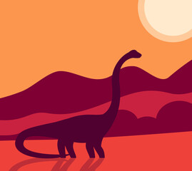 sauropod, vector illustration with dinosaur