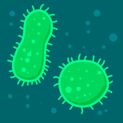 Medical illustration of bacterias in flat style. Microbiology. Design element for poster, infographic, banner, card, flyer, brochure.