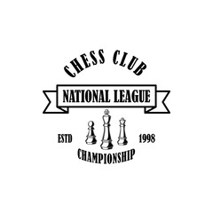 Obraz premium Chess club emblem template. Design element for emblem, sign, logo, label, poster, card.