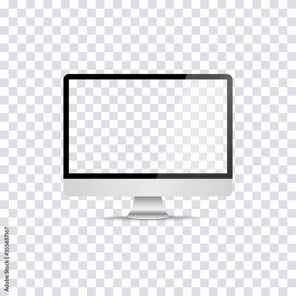 Poster computer momitor in realistic design. vector isolated computer realistic mockup. personal computer v