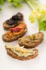 Country green olive paté. Preserves prepared at home as a side dish or appetizer typical of southern Italy, particularly from Puglia