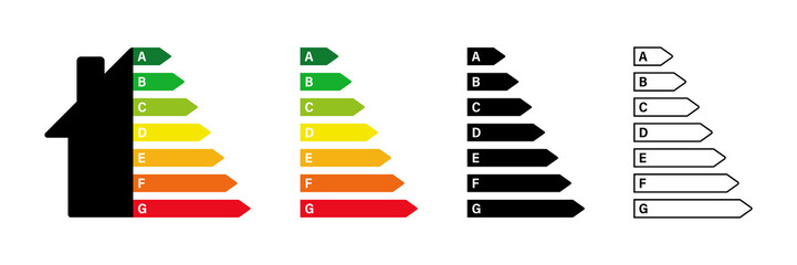 Energy efficiency rating. Vector isolated element. Smart eco house improvement. Technology symbol. Environment ecology concept design.