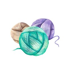 Watercolor skein of thread composition. Knitting composition.