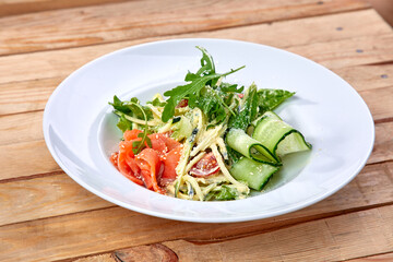 salted salmon with fresh vegetables