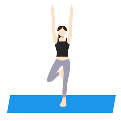 ヨガ木のポーズをする女性