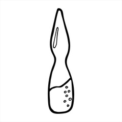 Vial, isolated simple hand drawn vector illustration in black and white