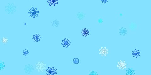 Light Blue, Green vector doodle pattern with flowers.