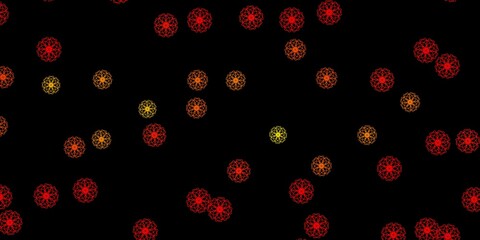 Dark Orange vector texture with memphis shapes.