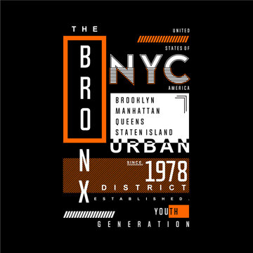 The Bronx New York City Text Frame Graphic Typography Vector Illustration Denim Vintage Good For Print T Shirt