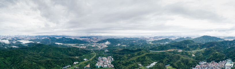 Fototapeta na wymiar Aerial view of landscape after rain in Shenzhen city,China