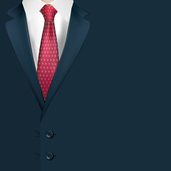 Pointed necktie on shirt with jacket vector design