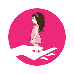 hand holding miniature girl