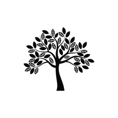 Beautiful Tree vector silhouette in black and white