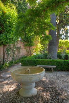 Jardin de Los Adarves at Alhambra fortress in Granada, Spain
