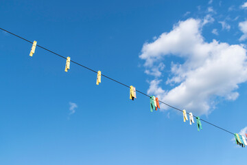 Wash-line in open space under the sky