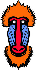 Mandrill monkey head, vector icon