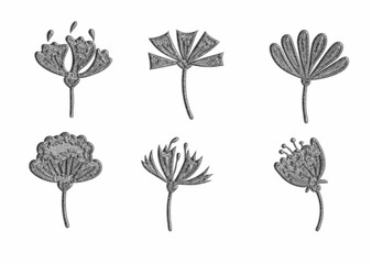 set of embroidery floral elements