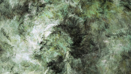 Abstract green and grey fantastic clouds. Colorful fractal background. Digital art. 3d rendering.