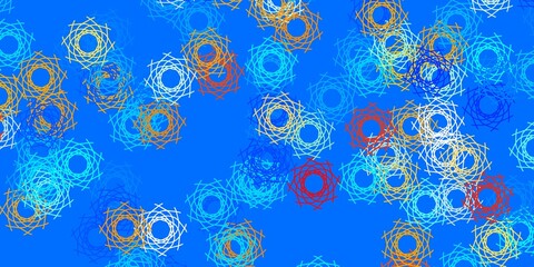 Light Blue, Red vector texture with memphis shapes.