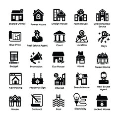 
Real Estate Glyph Icons
