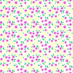 Vector seamless pattern. Pretty pattern in small flower. Small pink flowers. White background. Ditsy floral background. The elegant the template for fashion prints.