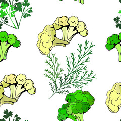 seamless background of hand-drawn vegetables isolated on a  white  background