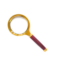 Top view of Retro magnifying glass with copy space.