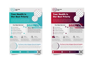 Medical Flyer Template Design. Template vector design for Brochure, Annual Report, Magazine, Poster, Corporate Presentation, Portfolio, Flyer, info graphic, layout modern with blue color size A