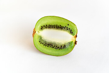 Kiwi slice to length on a white background.