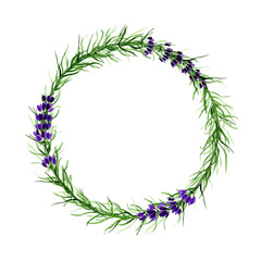 watercolor lavender frame, floral wreath