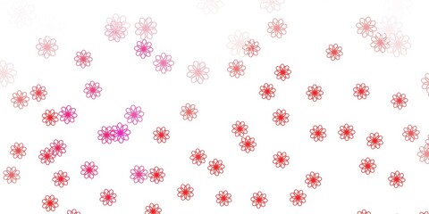Light Pink, Red vector doodle template with flowers.