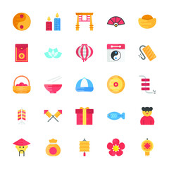 
Flat Icons Set of Chinese Elements
