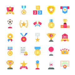 
Flat Vector Icons of Rewards and Medals
