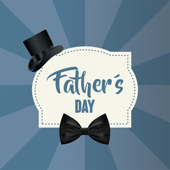 Frame with hat and bowtie of fathers day vector design