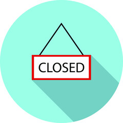 Closed sign flat icon on blue background, vector symbol