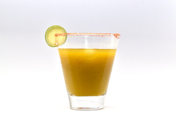 virgin mango mojito juice with ice cubes