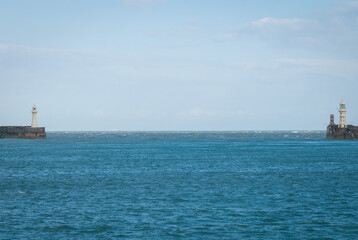 Fototapeta premium two lighthouses in the port