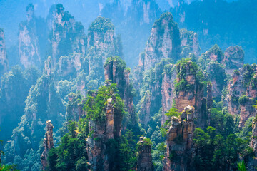 Tianzi mountain and Yunqing rock at Zhangjiajie national forest park,Wulingyuan,Hunan,China