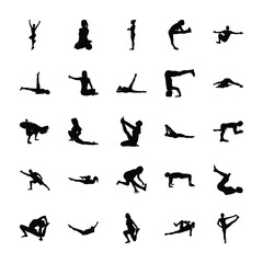 
Yoga and Exercise Filled Pictogram 
