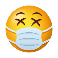 emoji wearing medical mask degradient style
