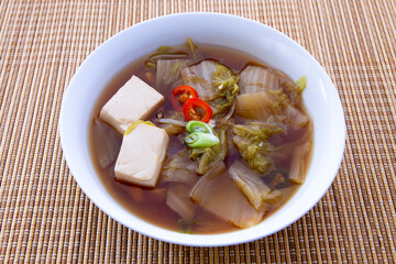 Korean food cabbage soup with tufu