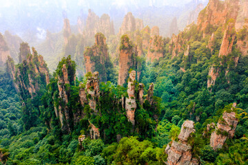 Tianzi mountain and Yunqing rock at Zhangjiajie national forest park,Wulingyuan,Hunan,China