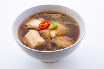 Korean food cabbage soup with tufu