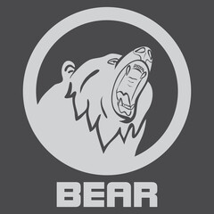 Bear Grizzly symbol illustration vector grayscale