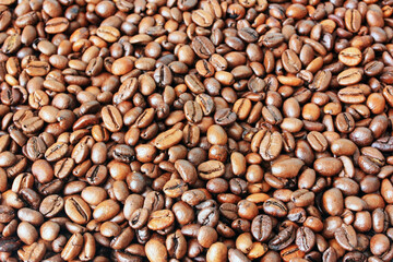 Coffee beans lie on the table