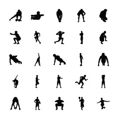 Fototapeta premium Fitness Exercise Silhouettes Icons Set 