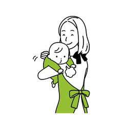 Illustration of a woman making a baby burp.
